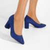 Blue Suede Low Heel Dress Shoes for Women MA-024