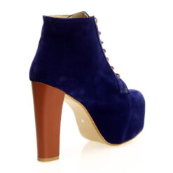 Blue Suede Platform Heeled Boots RA-010