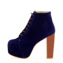 Blue Suede Platform Heeled Boots RA-010