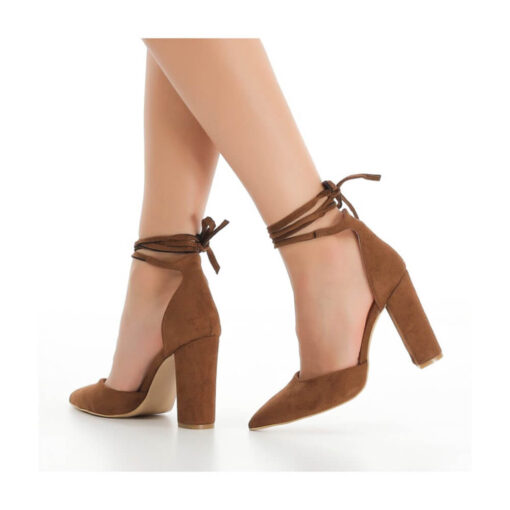 Brown Ankle Strap High Heels RA-040