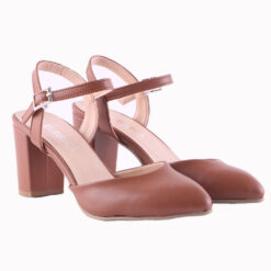 Brown Ankle Strap Low Heel for Women RA-145