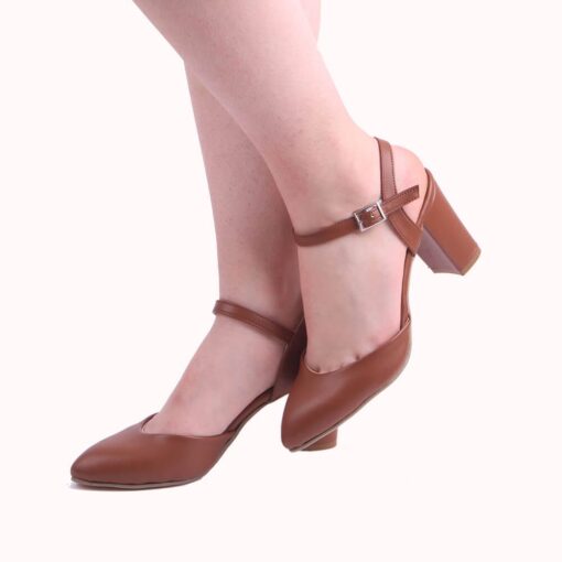 Brown Ankle Strap Low Heel for Women RA-145