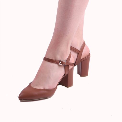 Brown Ankle Strap Low Heel for Women RA-145