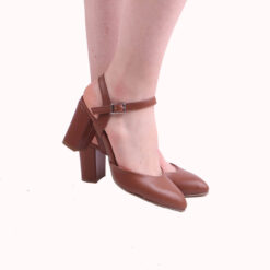 Brown Ankle Strap Low Heel for Women RA-145