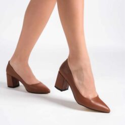 Brown Skin Low Heel Dress Shoes for Women MA 024 RUBRICA SHOES