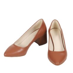 Brown Skin Low Heel Dress Shoes for Women MA-024