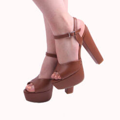 Brown Skin Platform Wedding Shoes for Women RA-027