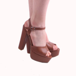 Brown Skin Platform Wedding Shoes for Women RA-027