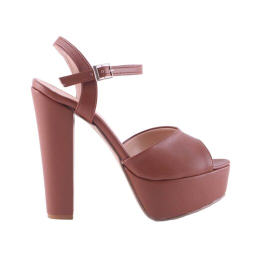 Brown Skin Platform Wedding Shoes for Women RA-027