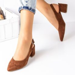 Brown Suede Ankle Strap Heels for Women MA-028