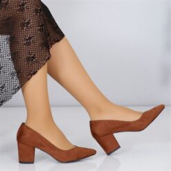 Brown Suede Low Heel Dress Shoes for Women MA-024