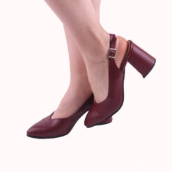 Burgundy Ankle Strap Heels for Women MA-028