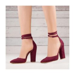 Burgundy Ankle Strap High Heels RA-040