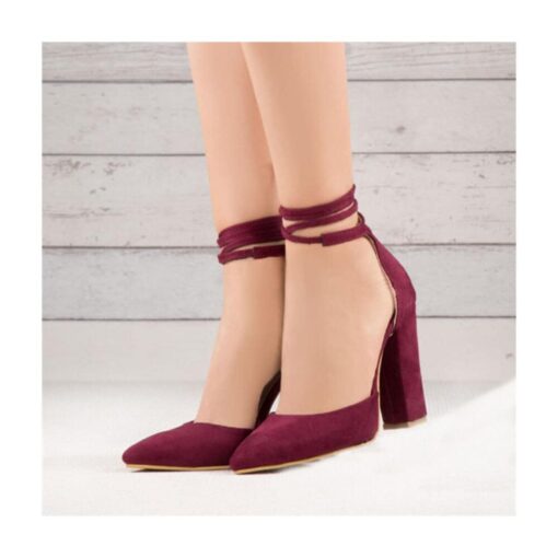 Burgundy Ankle Strap High Heels RA-040