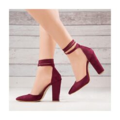 Burgundy Ankle Strap High Heels RA-040