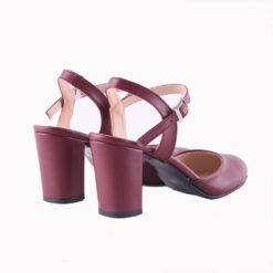 Burgundy Ankle Strap Low Heel for Women RA-145