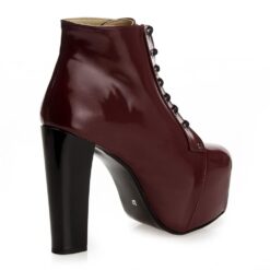 Burgundy Matte Platform Heeled Boots RA-010