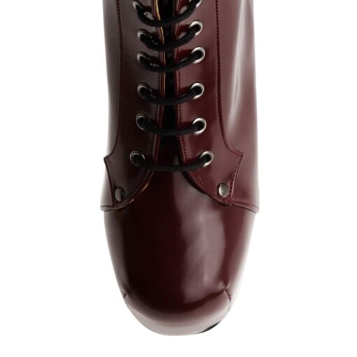 Burgundy Matte Platform Heeled Boots RA-010