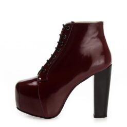 Burgundy Matte Platform Heeled Boots RA-010