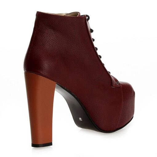 Burgundy Platform Heeled Boots RA-010