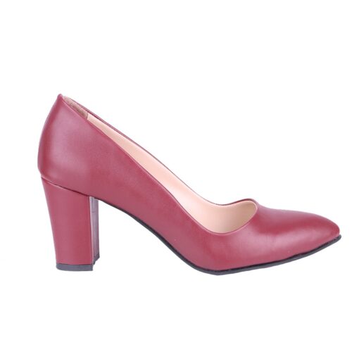 Burgundy Skin Low Heel Dress Shoes for Women MA-024