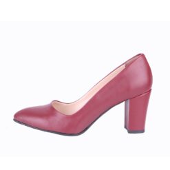 Burgundy Skin Low Heel Dress Shoes for Women MA-024