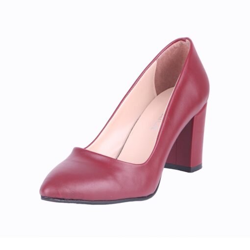 Burgundy Skin Low Heel Dress Shoes for Women MA-024