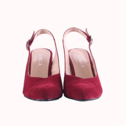 Burgundy Suede Ankle Strap Heels for Women MA-028