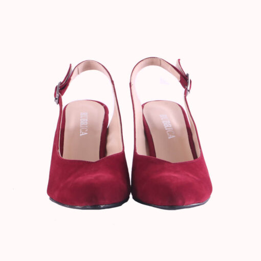 Burgundy Suede Ankle Strap Heels for Women MA-028