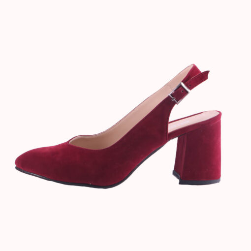 Burgundy Suede Ankle Strap Heels for Women MA-028