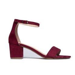 Burgundy Suede Short Heels for Women RA-155