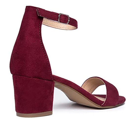 Burgundy Suede Short Heels for Women RA-155