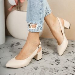 Cream Ankle Strap Heels for Women MA-028