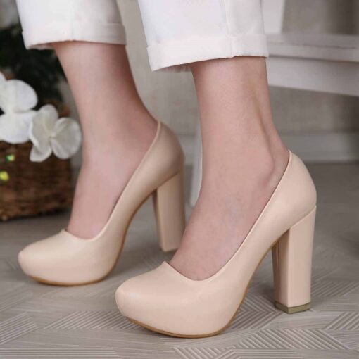 Cream Block Heel Wedding Shoes RA-515