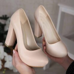 Cream Block Heel Wedding Shoes RA-515