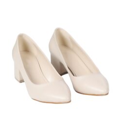 Cream Skin Low Heel Dress Shoes for Women MA-024