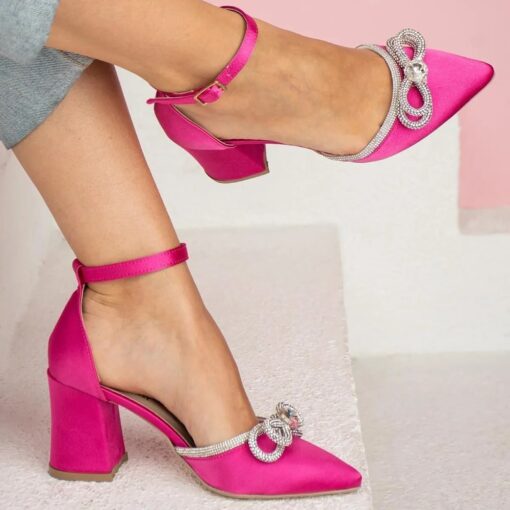 Fushcia Chunky Heels with Bow RA-032