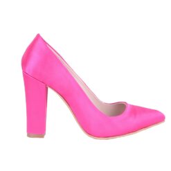 Fushcia Satin Block Heel Shoes MA-023