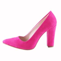 Fushcia Suede Block Heel Shoes MA-023