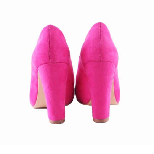 Fushcia Suede Block Heel Shoes MA-023