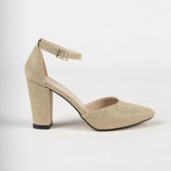 Gold Ankle Strap Pumps for Women RA-062