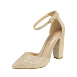 Gold Ankle Strap Pumps for Women RA-062