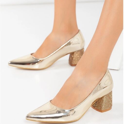 Gold Low Heel Wedding Shoes MA-048