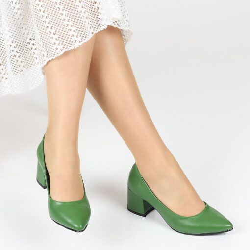 Green Skin Low Heel Dress Shoes for Women MA-024