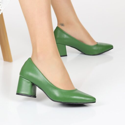 Green Skin Low Heel Dress Shoes for Women MA-024