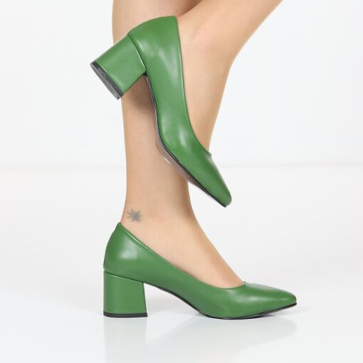 Green Skin Low Heel Dress Shoes for Women MA-024