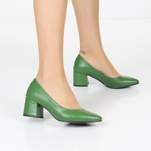 Green Skin Low Heel Dress Shoes for Women MA-024