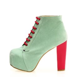 Green Suede Platform Heeled Boots RA-010