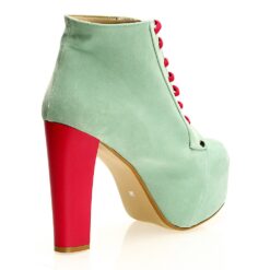 Green Suede Platform Heeled Boots RA-010