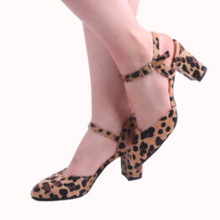 Leopard Ankle Strap Low Heel for Women RA-145